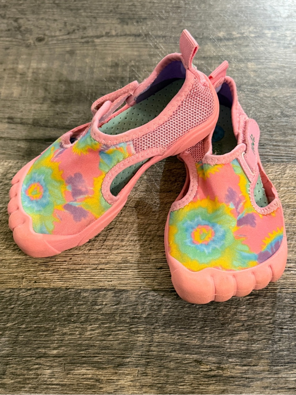 Newtz Toddler Girls Pink Tie Dye Water Shoes Size 7/8 Beach Pool Summer Pastel